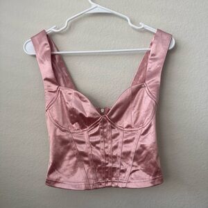 ANWND Pink Satin Corset Top